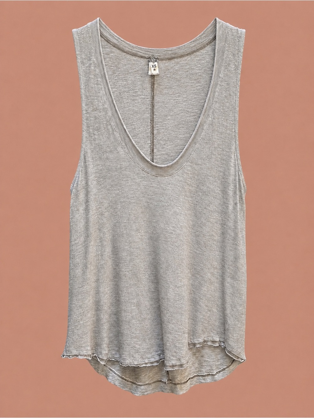 Free People - Scoop Neck Distressed Tank - Gray XS